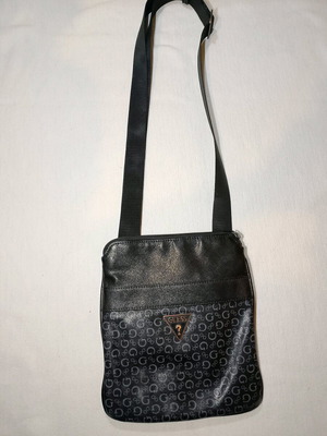 Guess shoulder bag refurbished, black with three compartments