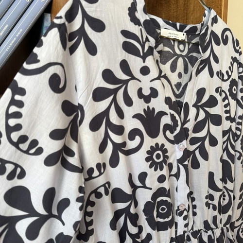 Reserved floral dress like new, size L 40 12, white and purple