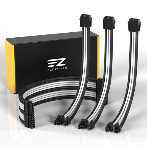 EZDIY-FAB new PSU extension cable set for PC 24-pin/8-pin to 6+2-pin