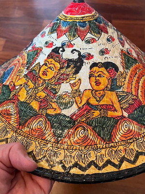 Straw hat from Bali hand-painted like new