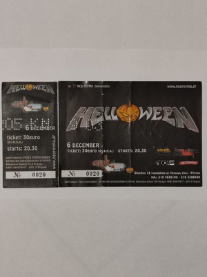 Helloween concert ticket ARK 6/12/2003 like new