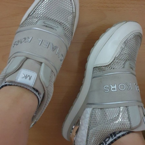 Michael Kors women's silver sports shoes used, size 38