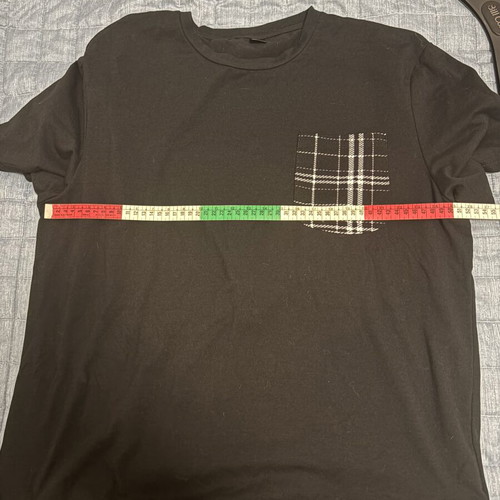 SHEIN men's set XL: black T-shirt with checked pocket & checked shorts
