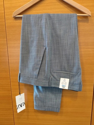 Zara ανδρικό παντελόνι καινούργιο, γκρι, μέγεθος L, στενή γραμμή