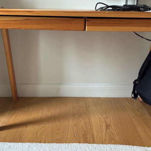 Solid pine wood desk like new with two drawers