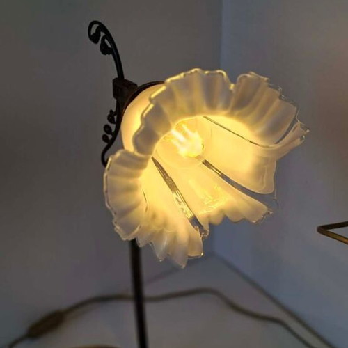 Bronze table lamp used with white Murano Franco Luce glass