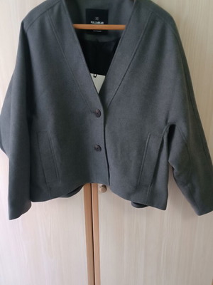 Κοντό υφασμάτινο παλτό Pull & Bear καινούργιο, γκρι, μέγεθος M