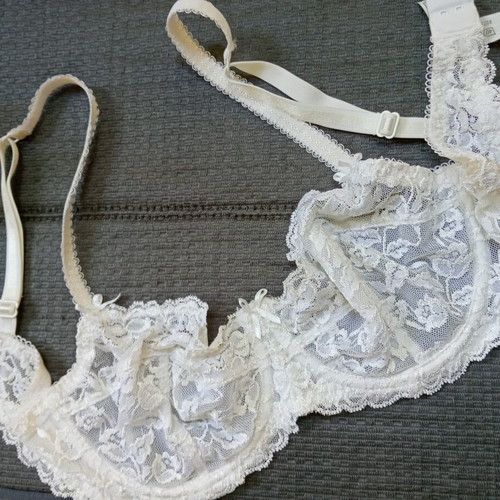 Etam white lace bra, semi-transparent, size 75C