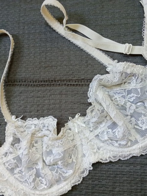 Etam white lace bra, semi-transparent, size 75C