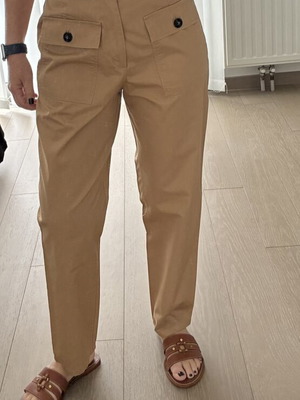Zara καλοκαιρινό παντελόνι ψηλόμεσο, μέγεθος XS, σαν καινούργιο, σκούρο μπεζ