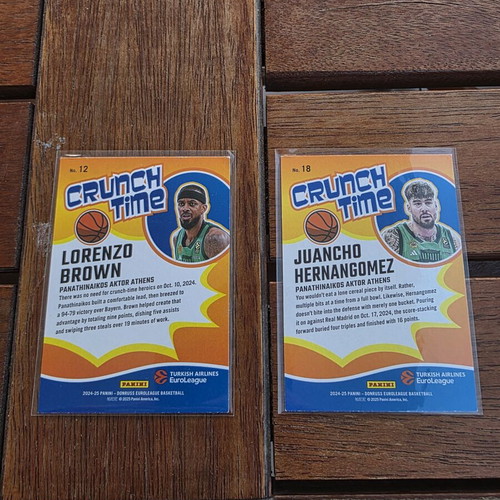 Juancho Hernangomez and Lorenzo Brown Panathinaikos Crunch Time insert cards 2024-25