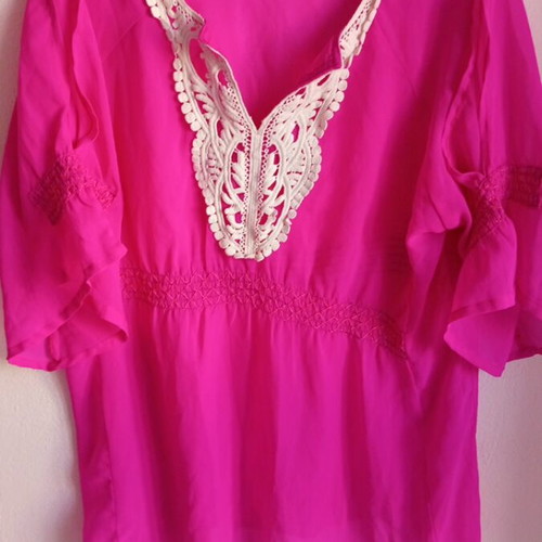 Boho blouse dresses set of 2, new, fuchsia embroidered and black off-the-shoulder tunic