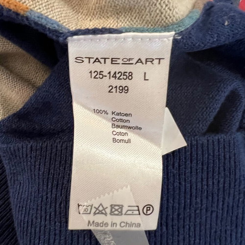State of Art men's V-neck sweater with colorful jacquard pattern