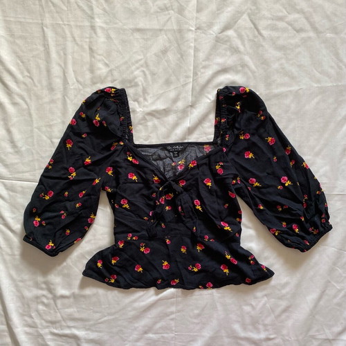 Floral top Miss Selfridge size 36/S used, black multicolor