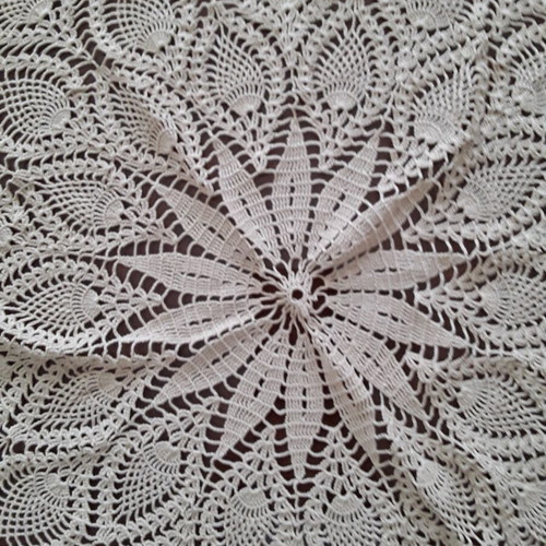 Handmade round tablecloth beige 1.60m diameter