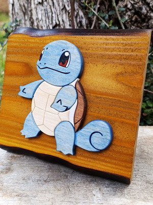 Handmade wooden Squirtle decorative plaque, Pokemon, 15x15 cm