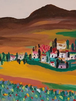 Spring landscape acrylic on canvas new 18×28cm