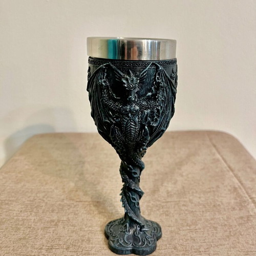 Goblet with dragons goth style 20cm like new