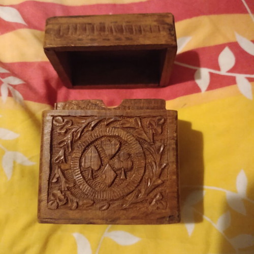 Wooden handmade carved box used