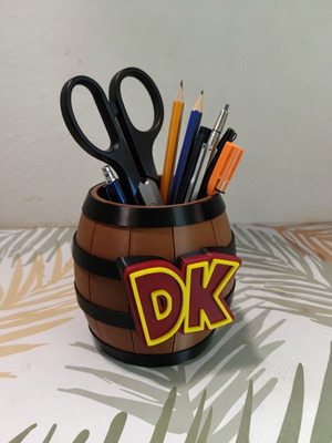 Donkey Kong Barrel Pencil Holder like new, 3D printed desk accessory