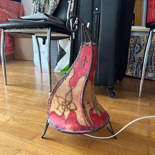 Camel leather lamp used, colored