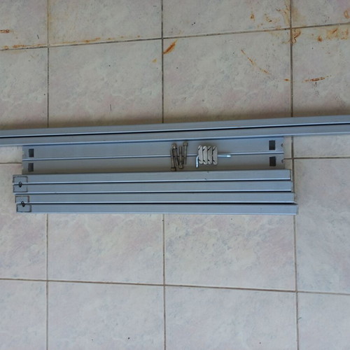 Metal kitchen balcony table with sandblasted glass, like new, 120x80cm