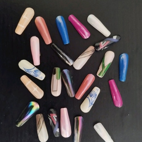 Fake plastic nails like new with base and clear polish