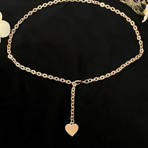 Long Gold Chain Belt with Heart Pendant 150 cm New