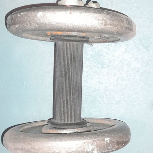 Adjustable dumbbell set used, 14kg plates with 4 bars