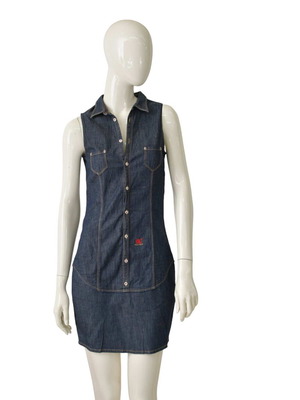 DSquared2 D2 Blue Denim Button Front & Zipper Sleeveless Mini Dress size 42
