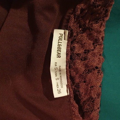 Pull & Bear burgundy lace long sleeve blouse, one shoulder