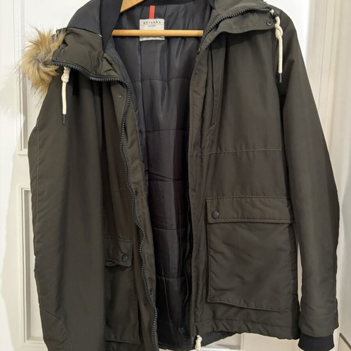 Bershka parka jacket used, size XL, green