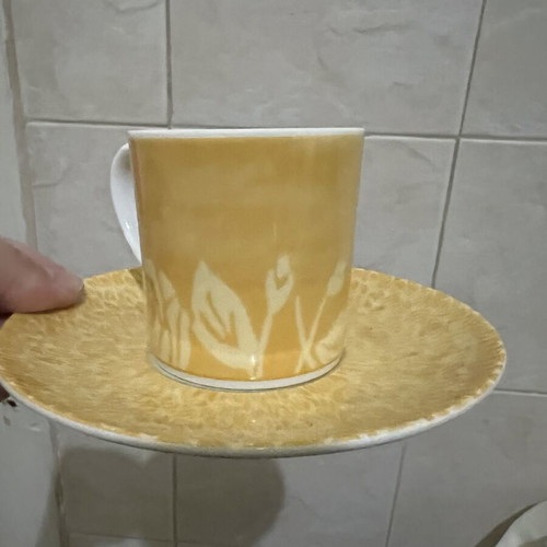 Ionia Ellas coffee set 6 saucers 5 demitasse cups Happy Day series like new