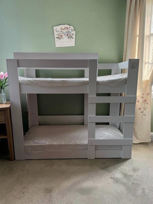 Λευκή κουκέτα MDF 200x100cm με σκάλα, καινούργια