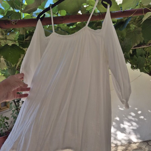 Off Shoulder Blouse used, cream, cotton, size XL