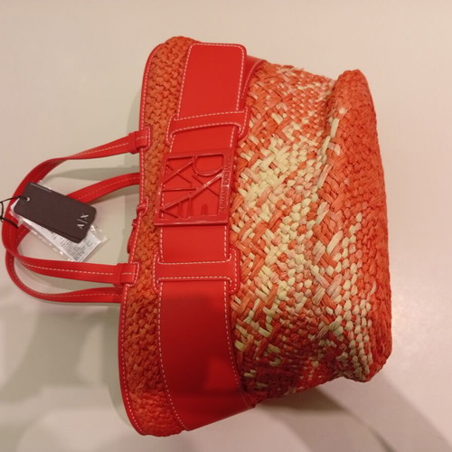Armani Exchange straw beach bag new, red and beige