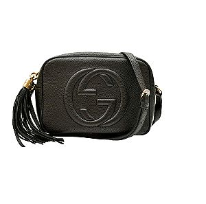 Gucci GG Black Soho Disco μαυρο δερματινο τσαντακι χιαστι ταχυδρομου