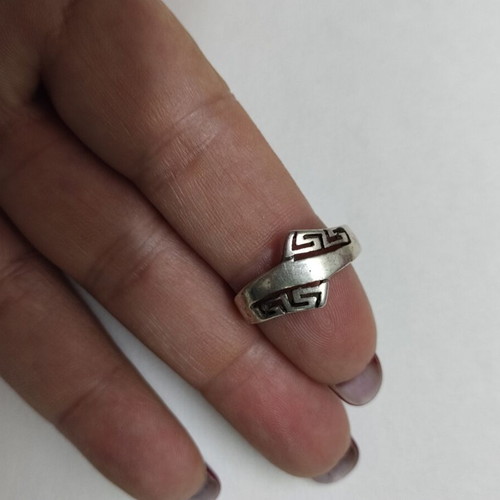 Silver women's ring 925 with meander design used, ancient Greek style
