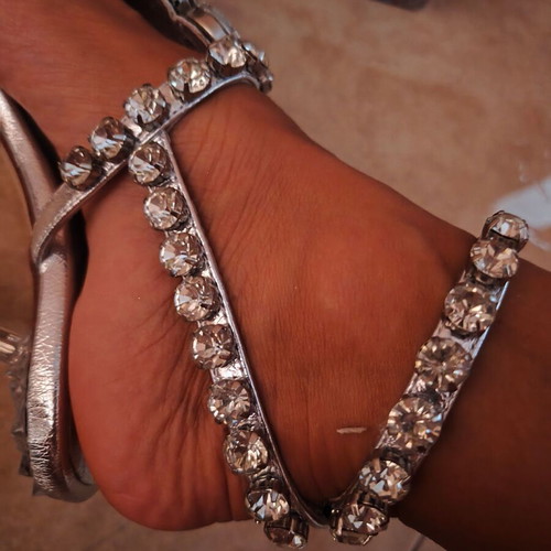 Jeffrey Campbell leather sandals with crystals, new, silver