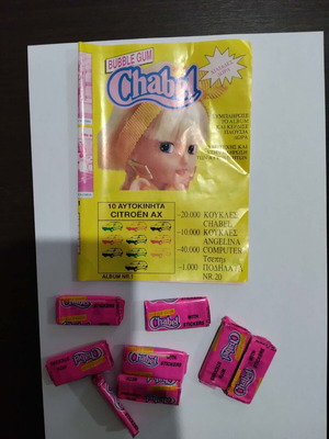 Chabel bubble gum new with album, pack of 8 pieces