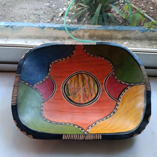 Handmade wooden decorative platter like new