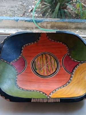 Handmade wooden decorative platter like new