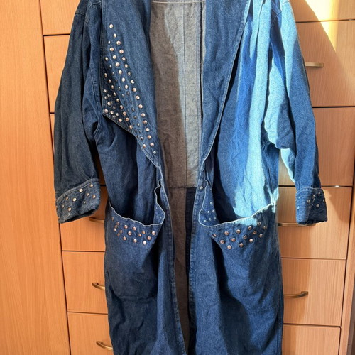 Jean coat used, balloon sleeves, blue, size XXL