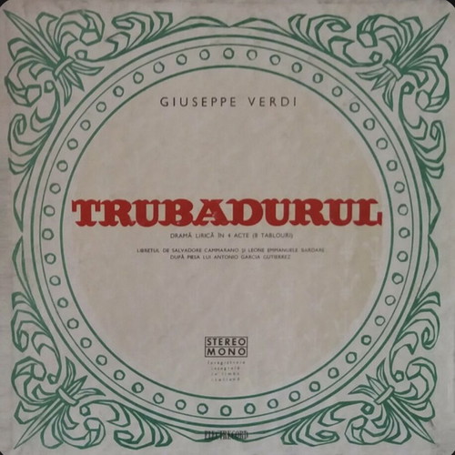 Trubadurul lyrical drama in 4 acts vinyl like new