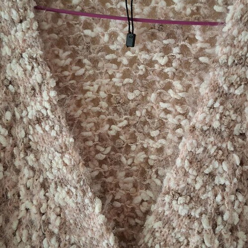 Knitted cardigan like new, white and pink