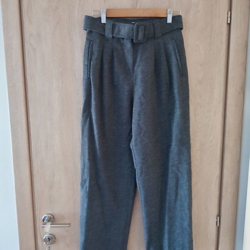 Wool gray Edited high-waisted pants with belt size S