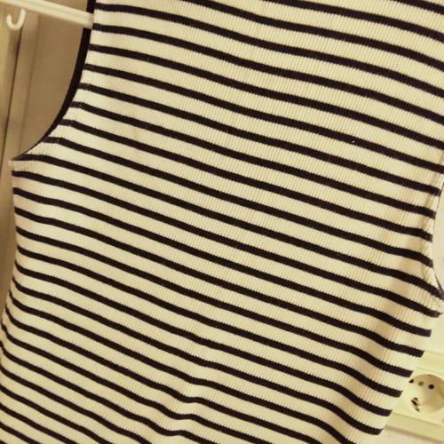 Strativarius long striped dress like new, size small, white and blue
