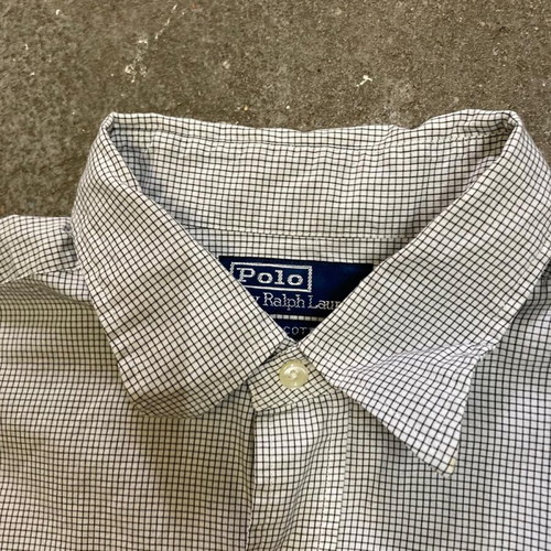 Ralph Lauren Longsleeve Shirt L, white black checked, black pony