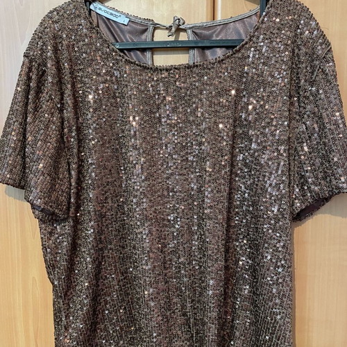 Sequin blouse new, brown, size L