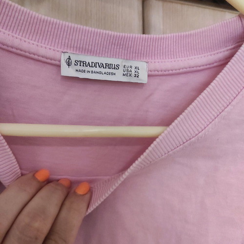 Blouse used pink, short with wide sleeves, size XL